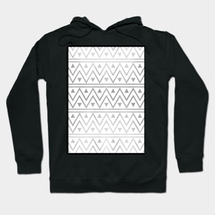 Silver & White Chevron Pattern Hoodie